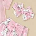 thumbnail image 5 of mgoYE 0-3 Months Baby Girl Clothes Easter Outfits for Baby Girls Toddler Baby Short Sleeve Shirts Flared Pants Headband Set 3pcs ​Easter Summer Clothes(Pink,3-6 Months), 5 of 6