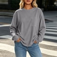 thumbnail image 4 of Hzzrkos Womens Casual Long Sleeve Round Neck Loose Fit Basic Pullover Top Everyday Blouse Shirt Gray XL, 4 of 9