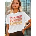 thumbnail image 5 of Women's T-Shirt SUMMER Sunshine Coral Red Ombre Simple Short Sleeve Casual Tee Classic Crew Neck T Shirt for Women White, 5XL, 5 of 7
