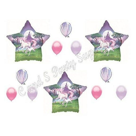 FANTASY ENCHANTED UNICORN RAINBOW BIRTHDAY GIRL Birthday Balloons Decoration Supplies Party Pink