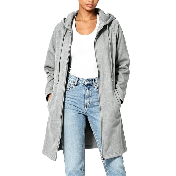 yillto Womens Oversized Sweatshirt Long Jacket Zip up Tunics Fall Trendy Baggy Jackets with Pockets