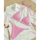 thumbnail image 5 of Conjunto de Bikini rosa para mujer, bañador Sexy con diseño de flores en 3D, Micro bañador con Push-Up, traje de baño de playa con anillo conectado, traje de baño triangular 2024, 5 of 5