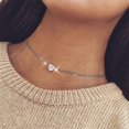 thumbnail image 1 of TidBay Elegant Women Heart Rhinestone Pendant Chain Necklace Clavicle Chocker Gift, 1 of 7