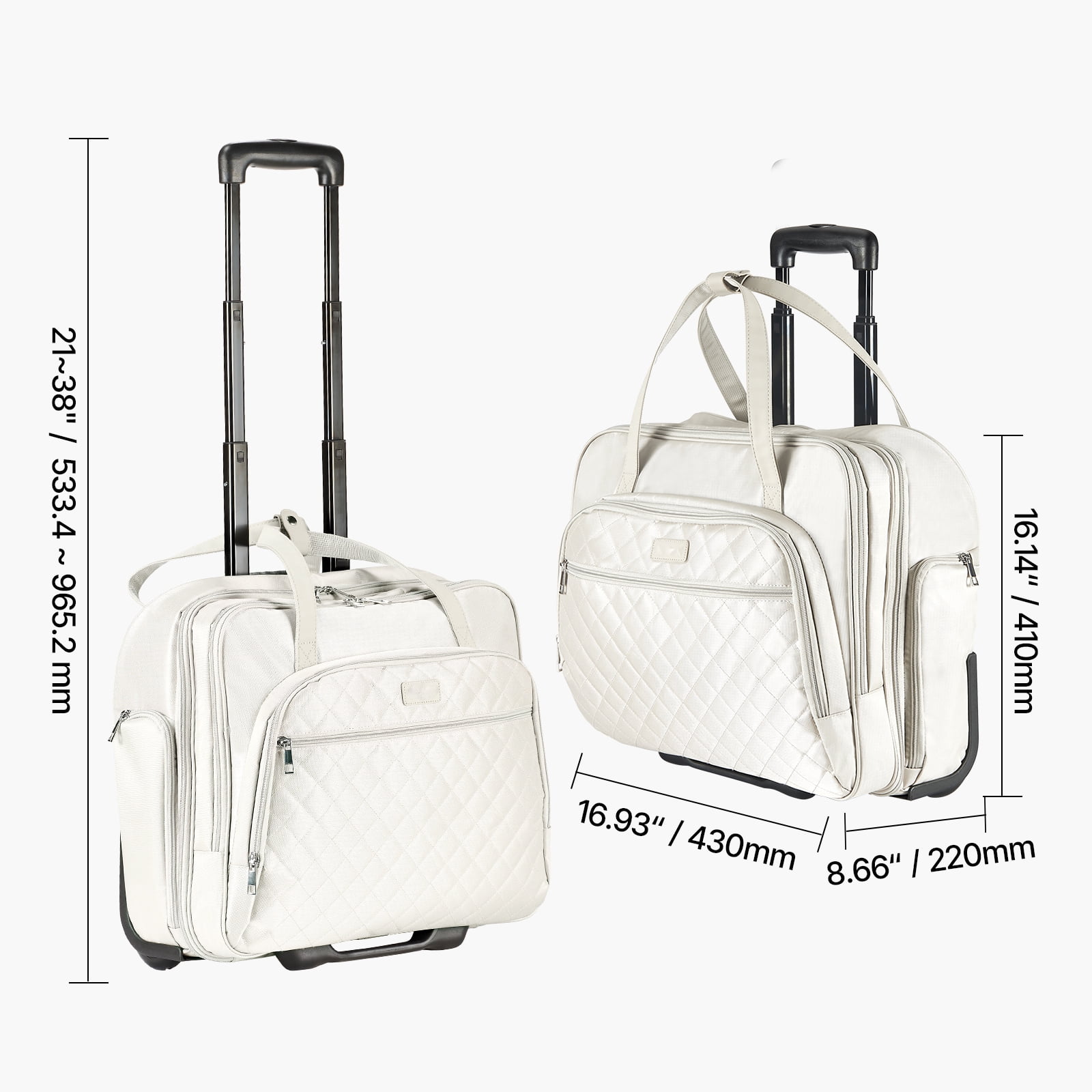KFFKFF Mobile Laptop Carrier, Accommodates Laptops up to 15.6 Inches, Wheeled Office Bag, Computer Travel Tote with 2 Stable Wheels & Extendable Handle, Suitable for Work Trips, Business Offices