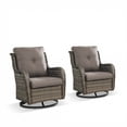thumbnail image 3 of PARKWELL Outdoor Swivel Gliders Chair Set of 2, Patio Wicker High Back Swivel Rocker Lounge Chair with Gray Cushions for Balcony Deck, Gray Wicker, 3 of 10