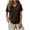#0166-Brown, variant on Women's Casual Tops V Neck Short Sleeve Cutout Shoulder Curved Hem Tops Summer Loose Fit Comfy Tunics Gift