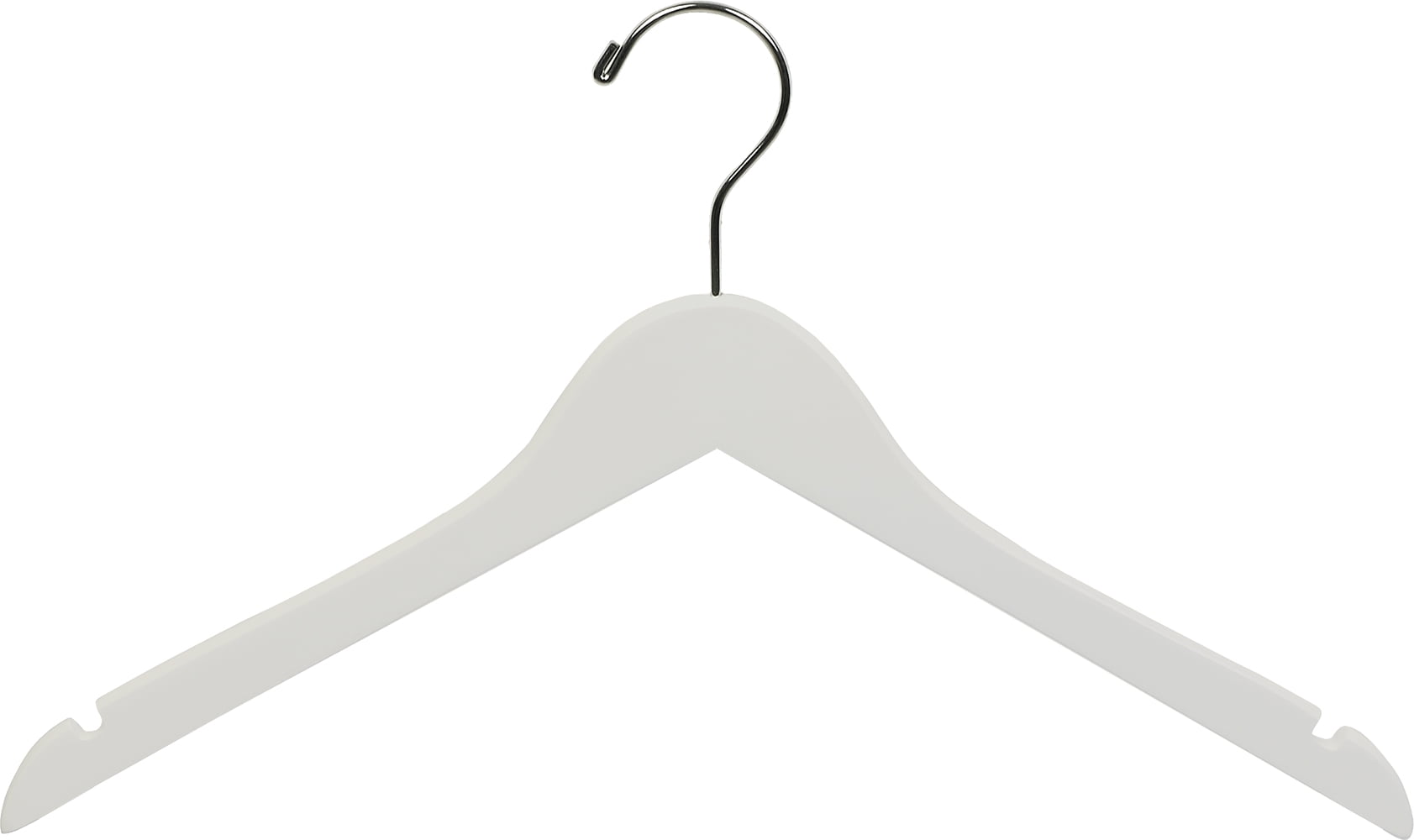 INTERNATIONAL HANGER Rubber Coated White Wood Top Hanger, 50 Pack