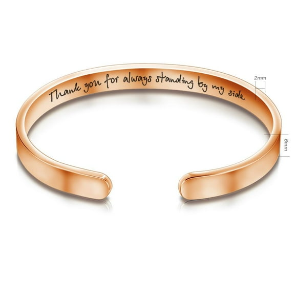 Mantra Quote Bracelet- Thank you For Always Standing By My Side - Friendship and Love Bracelets Rose Gold Color