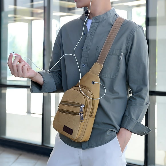 Thickened Zipper Outdoor Canvas Chest Bag Men's Chest Bag Messenger Bag Men's Chest Bag