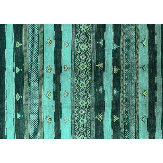 Ahgly Company Machine Washable Indoor Rectangle Solid Turquoise Blue Modern Area Rugs, 6' x 9'