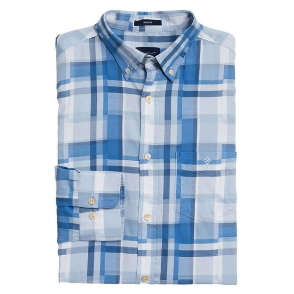 GANT Hamptons Blue Madras Irregular Button Down Shirt 3014730 Size M