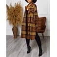 thumbnail image 4 of GHSDFBB Women's Lounge Lapel Button Up Long Sleeve Plaid Long Shirt Jacket Shacket, 4 of 4