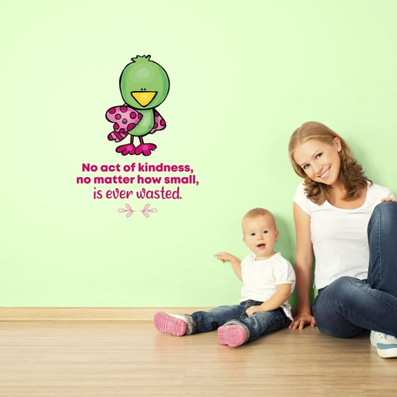 Kindness Bird Birds Animal Quote Cartoon Quotes Decors Wall Sticker Art Design Decal for Girls Boys Kids Room Bedroom Nursery Kindergarten Home Decor Stickers Wall Art Vinyl Decoration (40x35 inch)