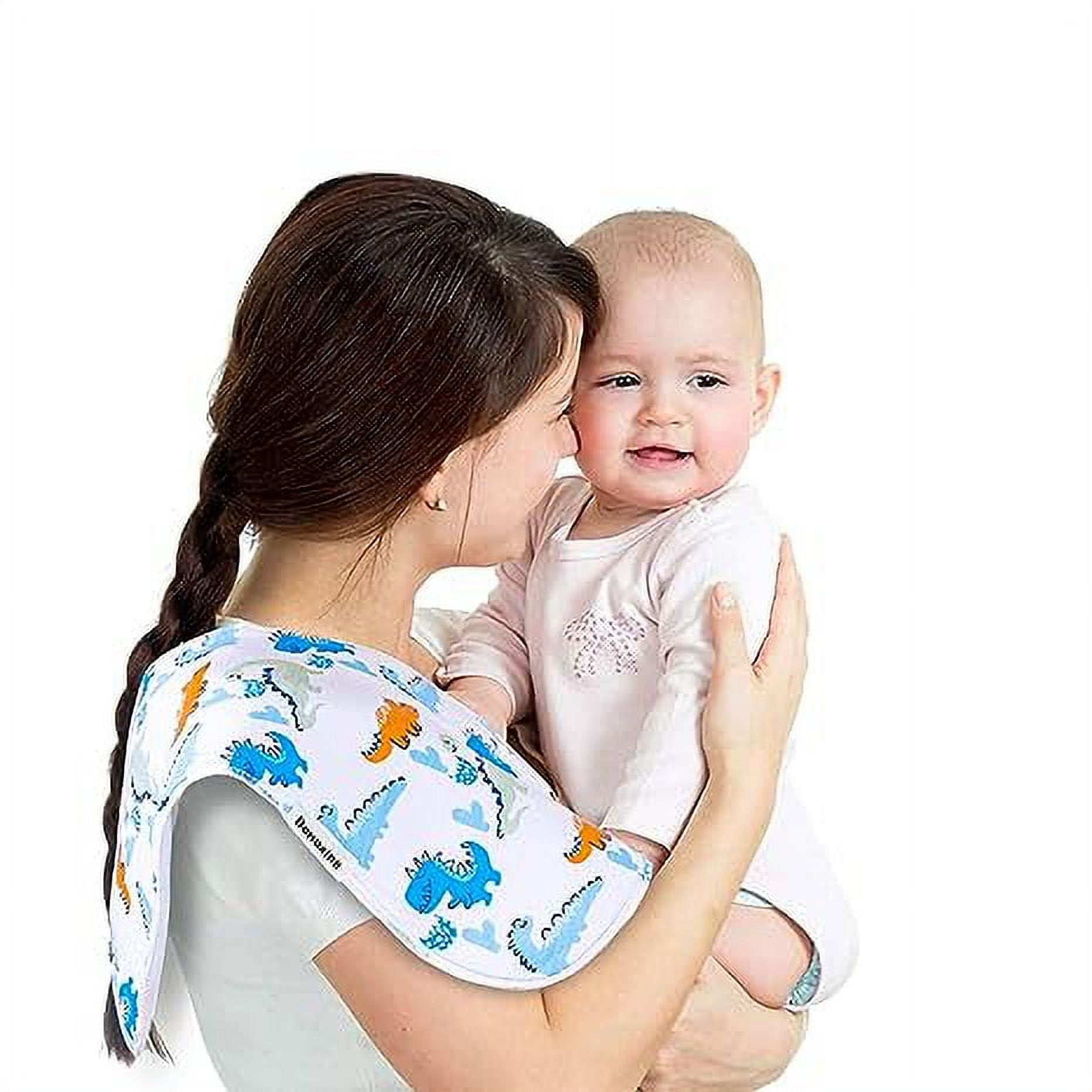 2-in-1 Baby Bibs & Burp Cloths Set, 3-Layer Design, Large Size, Super Absorbent, 100% Organic Cotton, Soft & Comfortable，12-Pack