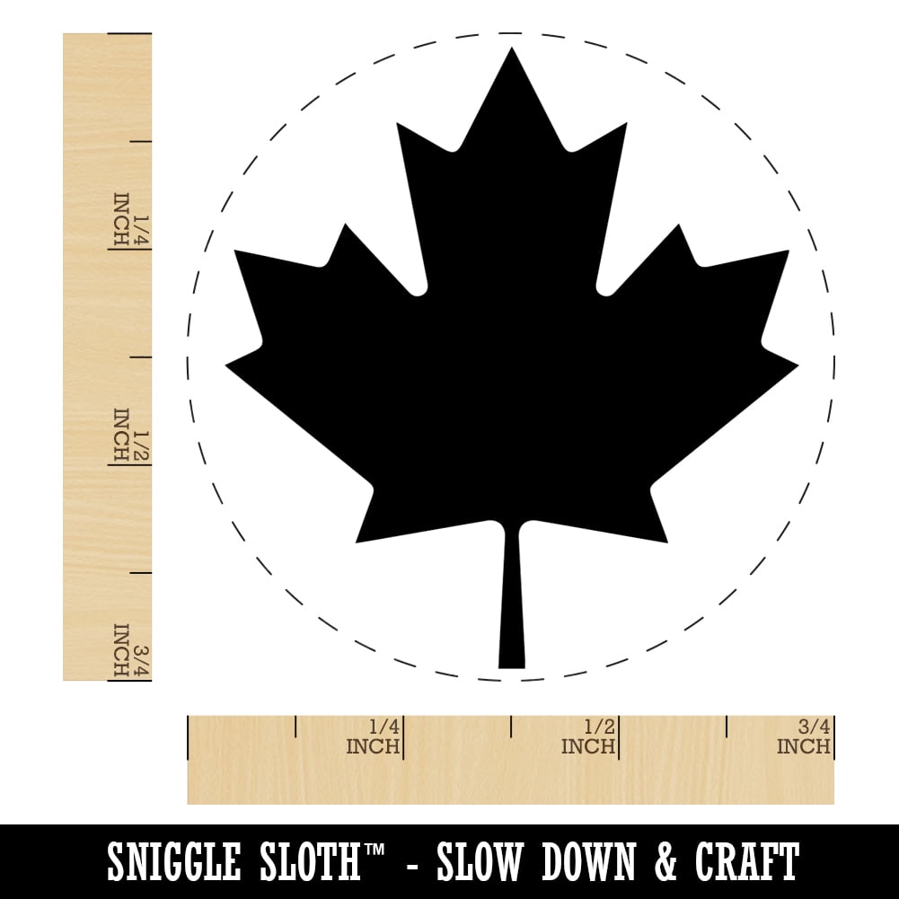 Canada Maple Leaf Self-Inking Rubber Stamp Ink Stamper - Black Ink - Small 3/4 Inch