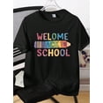 thumbnail image 1 of [Colorful Design] Boys' Back To School T-Shirt | Soft Stretch Cotton Blend | Colorful Pencil &Amp; Letter Print | Casual Round Neck | Summer Wear For Youngsters | Hand Washable, 1 of 6