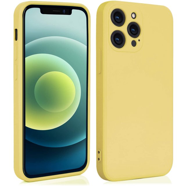 AslabCrew iPhone 12 Cas de Protection Complète Silicone Liquide Couleur Unie Anti-Rayures Résistant TPU IBAOLE Couverture de Téléphone Intelligent 6,1 Pouces, Heather RoseYellow12 (6,1 Pouces)