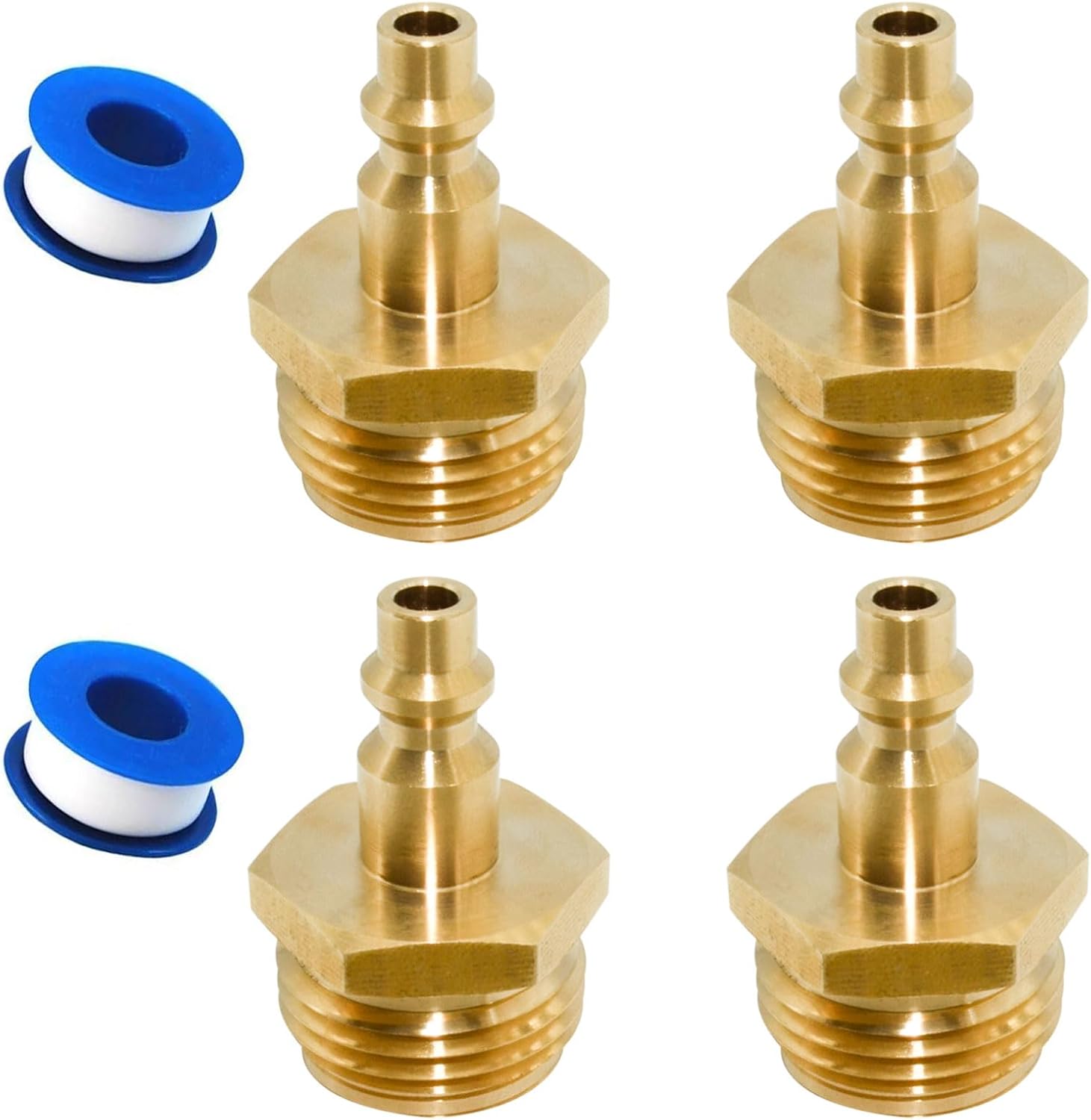 HRTGFD-4Pcs 1/4" Air Compressor Quick Connect Plug To GHT 3/4" Garden Hose Faucet, for Winterize Blow Out Plug, Garden Hose Fitting
