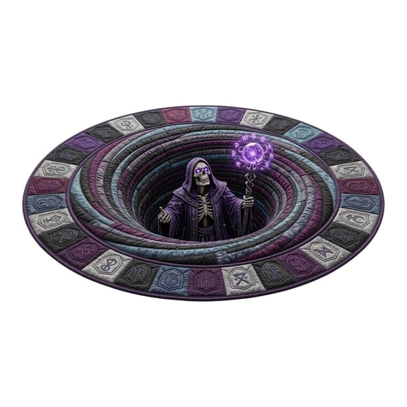 3D Rugs Optical Illusion Halloween - Non-Slip & Washable for Front Porch & Entryway, Spooky Vortex Available