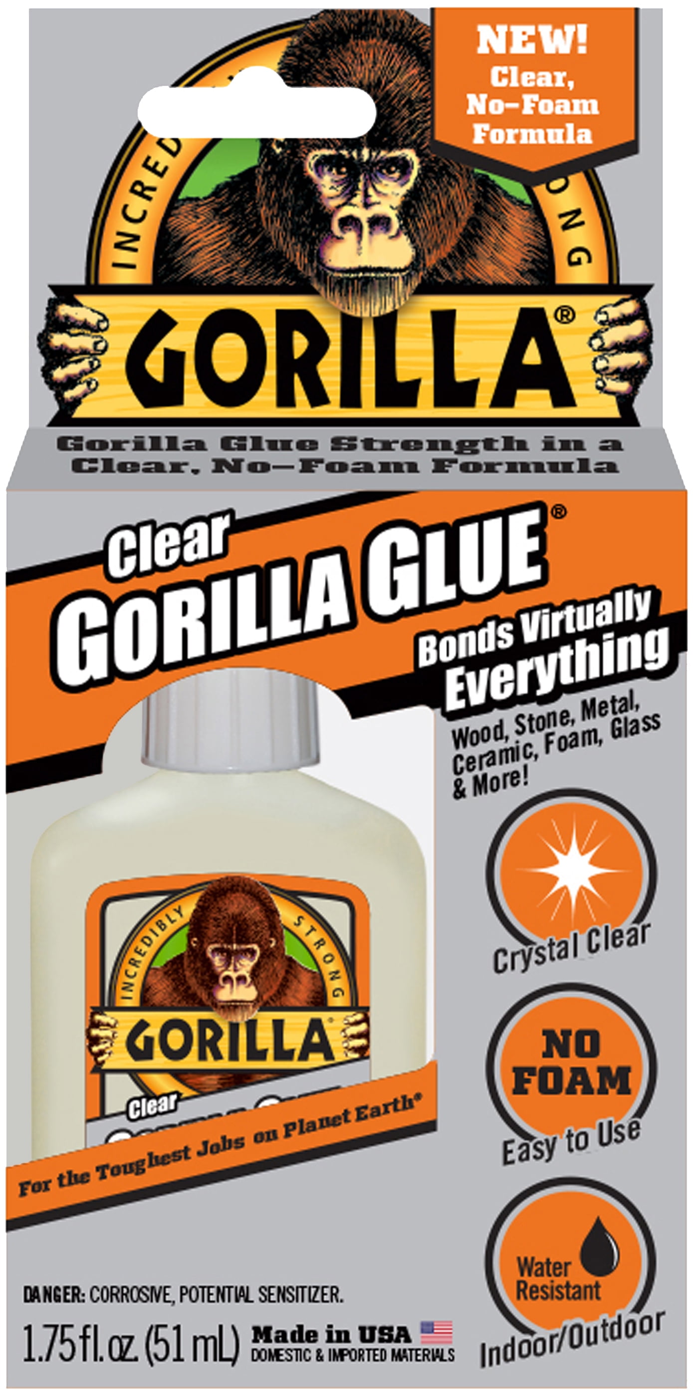 Gorilla Clear Waterproof Polyurethane Glue, 1.75 ounce Bottle