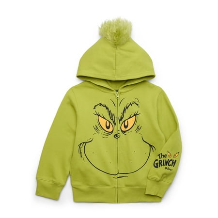 Dr. Seuss Boys Grinch Hoodie with Long Sleeves, Sizes 4-18