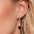 thumbnail image 3 of Gem Stone King 18K Rose Gold Plated Silver Red Rhodolite Garnet and White Moissanite Dangle Earrings for Women with Lab Grown Diamond (4.49 Cttw, Oval 9X7MM), 3 of 6