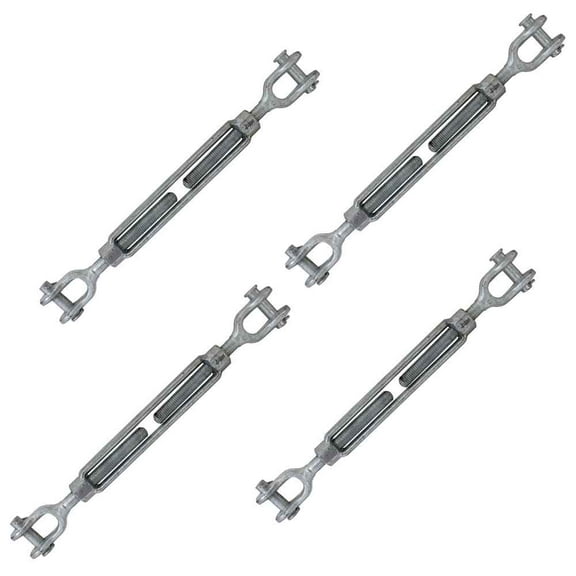 3/4" x  9" Jaw & Jaw Galvanized Turnbuckle – 4 Pack