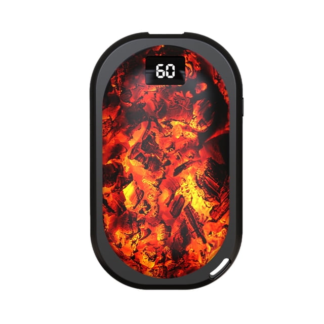 Black Rechargeable Hand Warmer Power Bank Portable Heater With Dual-Side Heat Technology, Adjustable Temperature Settings And Built-In Power Bank For Camping Hiking And Cold Weather 4.13X2