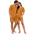 thumbnail image 4 of JULMCOMO Halloween Couples Matching Pajama Sets Funny Pumpkin Print Button Down Holiday Party 2 Piece Sets Soft Comfy Shorts Pajamas Orange-Men S, 4 of 6