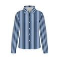 thumbnail image 5 of Fnooota Womens Button Down Shirts, Casual Long Sleeve Stripe Fall Tops Blue Size M, 5 of 5