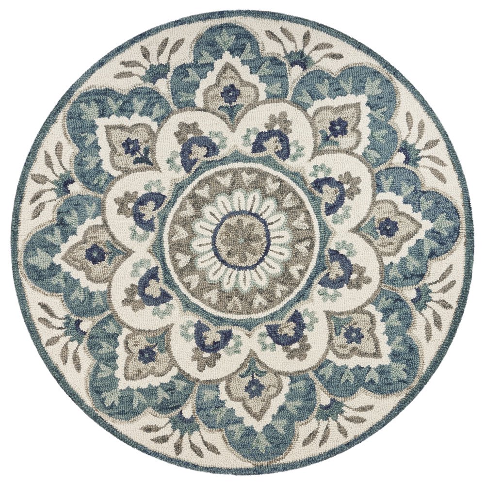 LR Home Dazzle Floral Medallion Teal 6 Ft. Tufted Round Rug Walmart