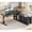 Black, variant on 55" L Shaped Electric Standing Desk with 6 Fabric Drawers and Storage Shelves, Height Adjustable Computer Desk, Home Office Desk
