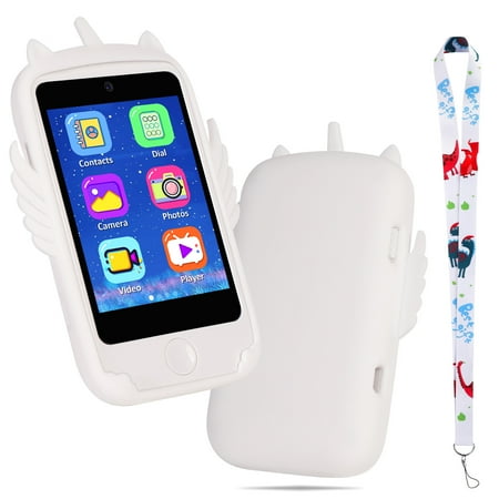 SHANNA Kids Smart Toys Phone with Calls SOS, 2.8'' Touchscreen Toy Phone with SD Card for Girls Boys, 19 Learning Games, MP3 Music Player Camera, White