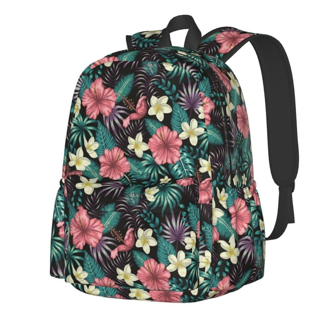 Bingfone Green Tropical Leaves Pattern Large Capacity Student Backpack, Wear-resistant and Lightweight School, Work, Travel, Sports Backpack, Unisex
