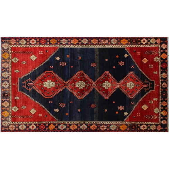 Vintage Frieda Blue/Red Runner, 5'2" x 9'1"