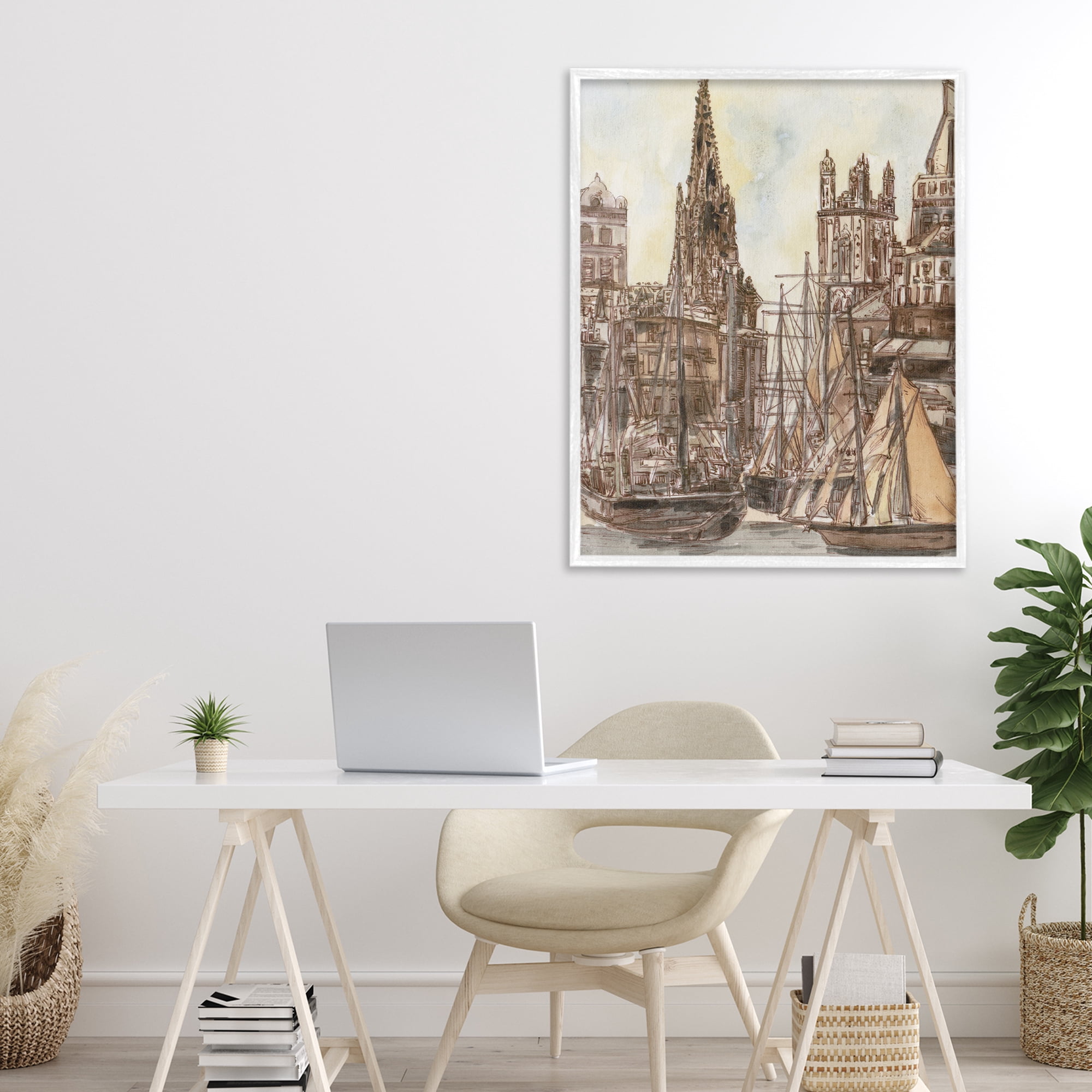 Stupell Industries Salted Remnants Harbor White Framed Giclee Art, design by Melissa Wang