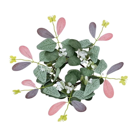 deevoka Eucalyptus Leaves Wreath Artificial Floral Candle Rings Ornament Pillar Candle Double Color