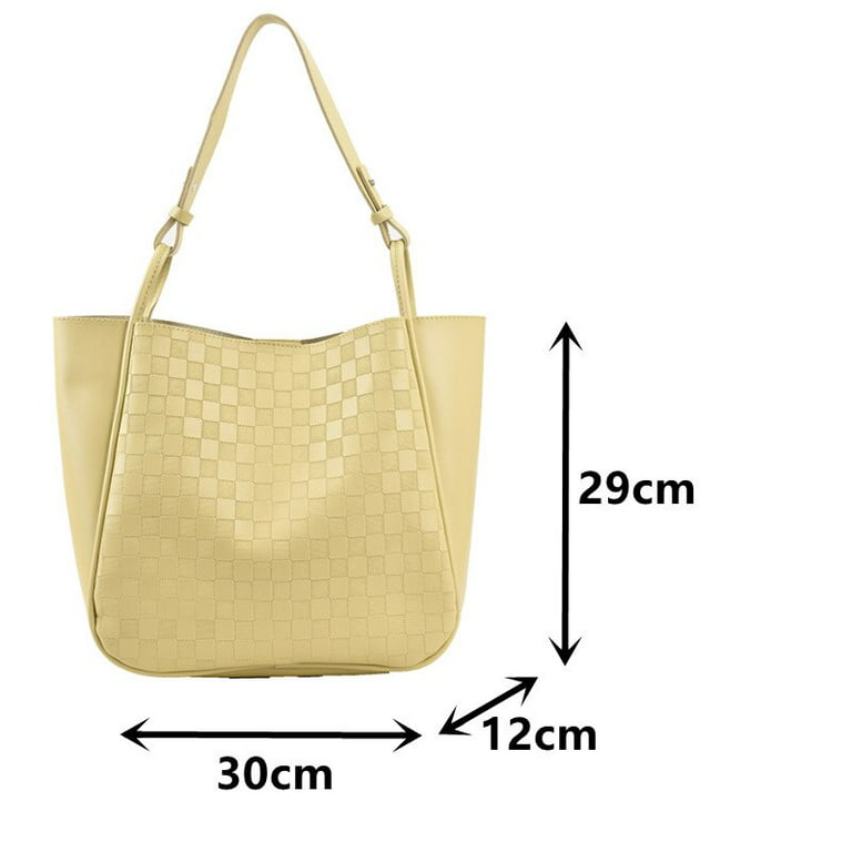 CoCopeaunt New Big Plaid Womens Shoulder Bag Soft Leather Tote Bag