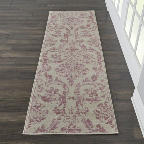 Nourison Bliss Vintage Farmhouse Ivory/Pink 2'3" x 7'3" Area Rug, (2' x 7')