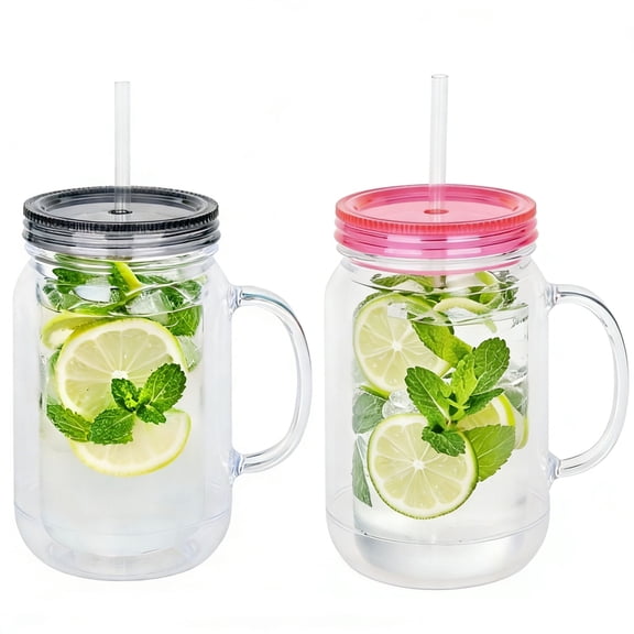 22oz Mason Jar Style Glitter Tumbler - Custom DIY Liquid Glitter Cup with Lid & Straw, BPA-Free PS Plastic, Reusable for Smoothies, Coffee, Parties, Travel & Holiday Gifting
