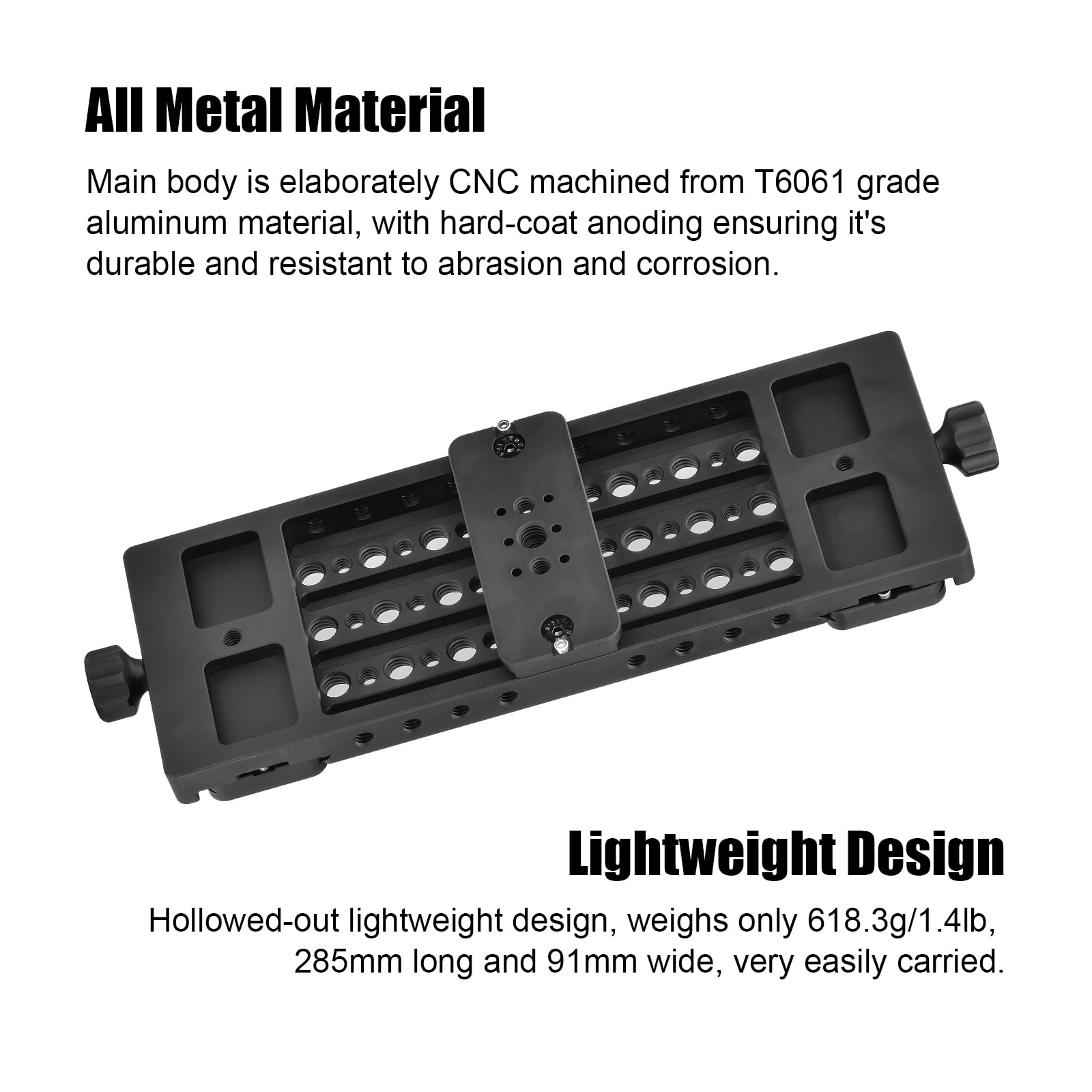 SUNWAYFOTO TT-01 Tripod Tactical Table, Tac-Table, Multi-Purpose Mounting Platform, Integrated Arca Rail, 1/4" and 3/8",Hunter Tripod Plate,11.2''x3.6''(285mmx91mm)