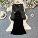thumbnail image 1 of Vestido de cola de pez envuelto en glúteos, cuello en V, manga larga, cuello en V, ajuste Delgado Vintage, lentejuelas, primavera y otoño, alta calidad, nuevo, 1 of 5