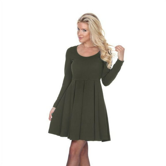 White Mark 846-104-XL Jenara Dress, Olive - Extra Large