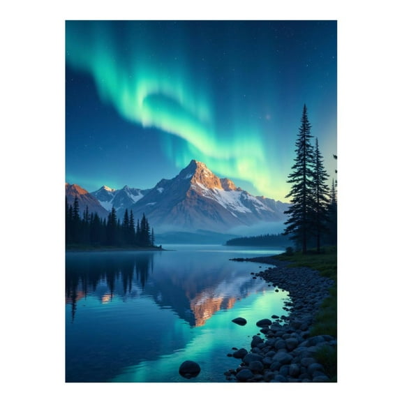 Diamond Art Kit for Adults, Aurora Borealis Over Mountain Lake Diamond Painting for Adults Beginners, DIY Diamond Art Painting Kits, 5D Diamond Painting Crafts for Home Decor 12x16 Frameless