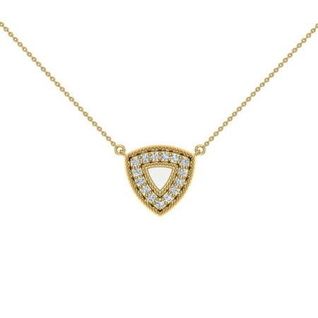 Diamond Triangle Necklace - 0.29 ct Diamond Triangle or Trillion Necklace 14K Yellow Gold Without Chain (G,SI) Extra-Ordinary Quality