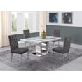 thumbnail image 2 of White Marble 5 piece Dining Set with Silver Stainless Steel Base, 2 of 4