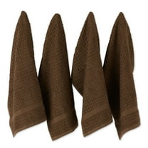 Solid Brown Waffle Terry Dishtowel Set of 4