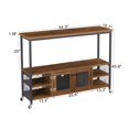thumbnail image 2 of Rustic Kitchen Island Cart, Modern Wine Bar Cabinet Narrow Console Table with Open Top Shelf and Storage Compartment, Entryway Sideboard with Metal Legs for Living Room or Kitchen, Brown, 2 of 7