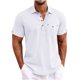 thumbnail image 1 of Blusa y camisa de manga corta con cuello vuelto para hombre, blusa informal de verano con solapa y botones de color liso, blusa para hombre, 1 of 5