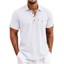 Men's Casual Collared Polo Shirts Solid Color Short Sleeve Lightweight T-Shirt Classic Golf Shirts